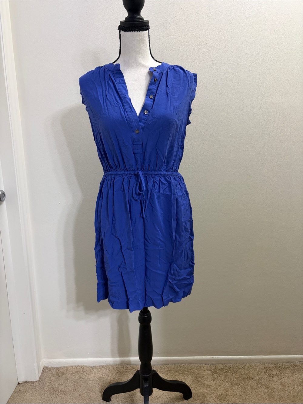 LOFT Cobalt Blue Sleeveless Dress with Tie Detail